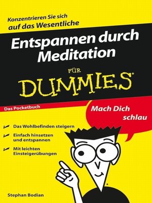 cover image of Entspannen durch Meditation fÃ¼r Dummies Das Pocketbuch